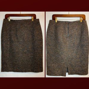 Willi Smith Brown Tweed Zip Pencil Skirt